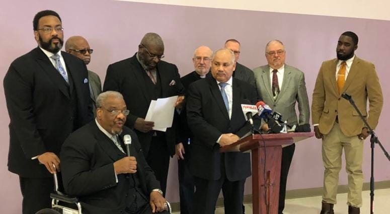 Members of the Change the Date Coalition urging the movement of the Buffalo School Board election date.